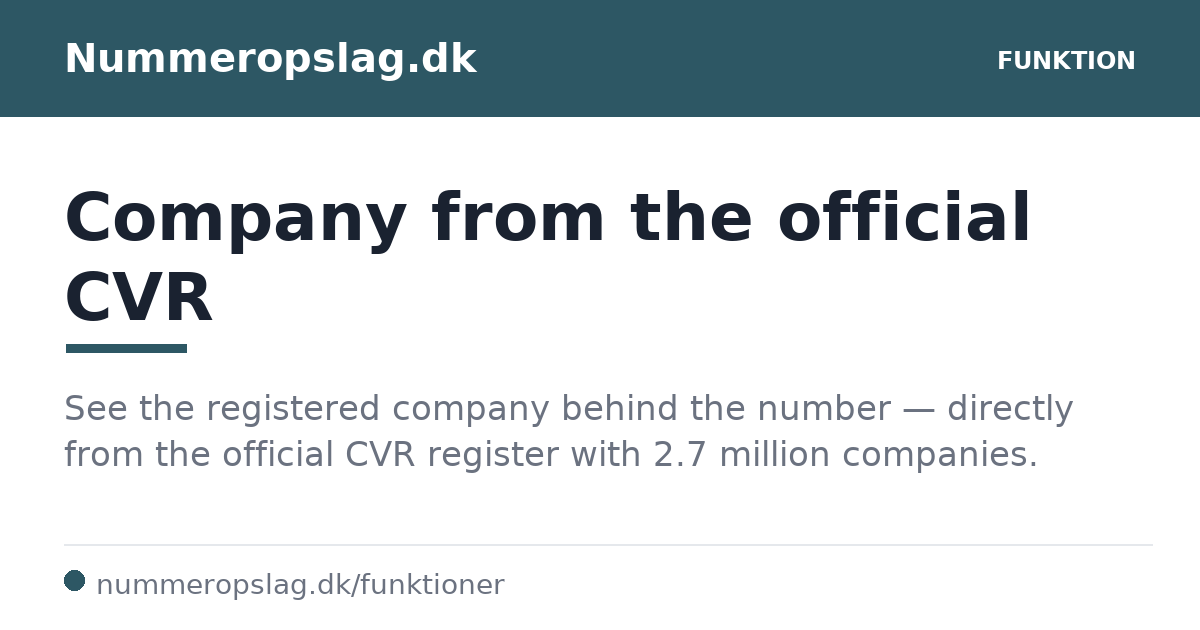 Company from the official CVR